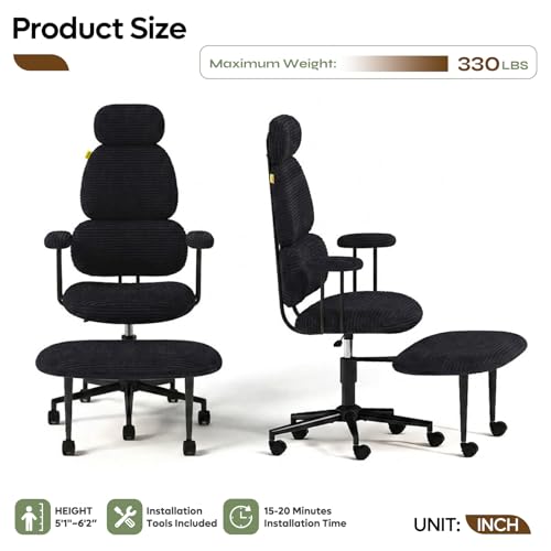 Image of Pinmoco ADHD Cross Legged Office Chair, 3-Zone Back Support, Wide Seat | Ultra-soft plush seat with armrests. Extra-wide for cross-legged & ADHD sitting. 3-zone support: neck, mid-back & lumbar.