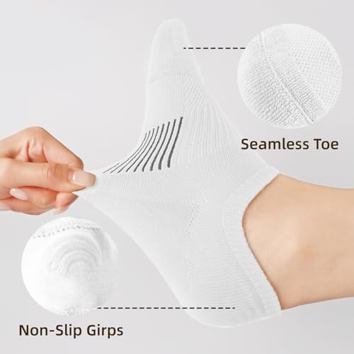 No Show Ankle Socks Cotton Thin, 8 Pairs Non Slip Low Cut Socks For Women,Invisible Athletic Sock Running Size 4-63