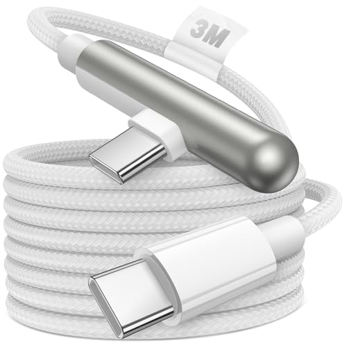 USB C to USB C Cable 240W 3m/10FT, ACAGET Type C to Type C Cable PC Laptop Right Angle Long Cord for MacBook Pro for HP for iPhone 16 Pro Max 15 Plus Fast Charging Lead for Samsung S24 FE S23 for iPad