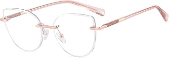 Clear Lens Rimless Glasses Female Metal Trendy Cat Eye Glasses Frame Women Eyewear
