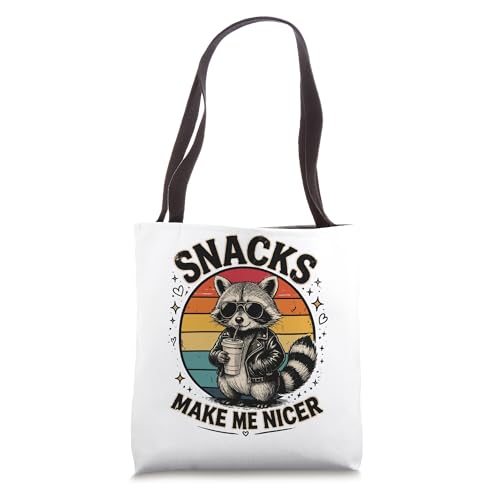 Snacks Make Me Nicer Raccoon Animal Sarcastic Tote Bag