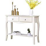 SDHYL Mueble Mesa de Consola de Madera con 2 Cajones et 1 Repisa para Sala Entrada Dormitorio Blanco