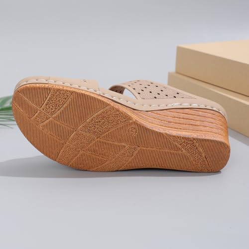 Summer Wedge Sandals for Women 2025 Trend Comfortable Open Toe Platform Wedges Sandal Crisscross Straps Slip on With Straps Hollow Out Casual Shoes Orthopedic Ortho Supportive Walking Slippers3
