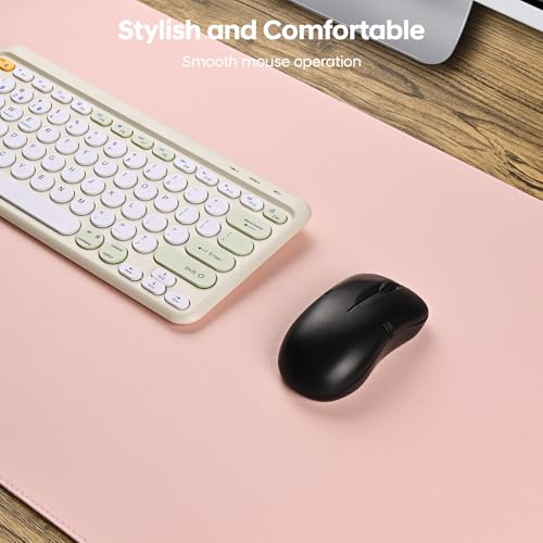 Yuwiiuuo Leather Desk Pad Protector, Office Desk Mat, Large Mouse Pad, Non-Slip PU Leather Desk Blotter, Waterproof Computer Desk Writing Pad for Office and Home (Lighr Pink, 36" x 17") — view 4