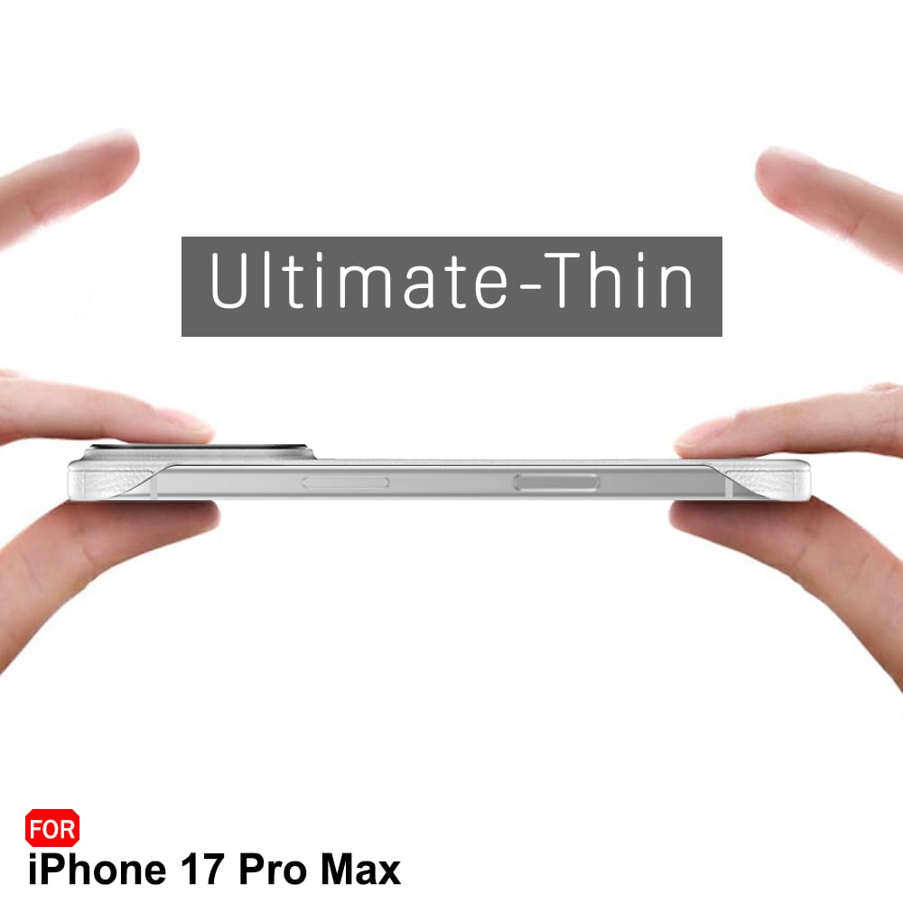 TheGiftKart Hybrid Ultimate Slim Back Case Cover for iPhone 17 Pro Max | Lightweight Profile | Hard Cover Case Cover for iPhone 17 Pro Max (PC & TPU, Metal Camera Ring, Leather Texture Finish, Grey) — Amazon image 5