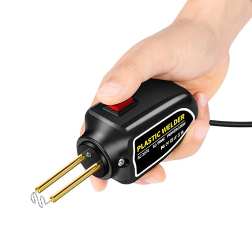 Macchina di saldatura in plastica da 100 W, set di riparazione paraurti auto, cucitrice a caldo con 200 pezzi chiodo saldatore, angolo piatto/esterno/angolo interno/fermagli ondulati, saldatrice in