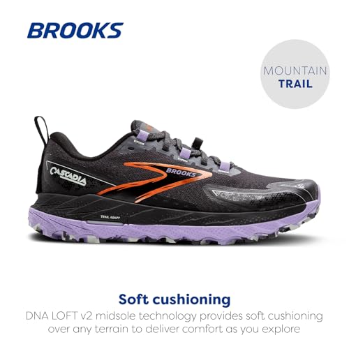 Brooks Women’s Cascadia 18 Mountain Trail Running Shoe - Ebony/Sweet Lavender/Copper - 8 Medium