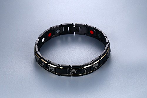 VNOX Mens Stainless Steel Egyptian Eye of Horus Eye of Ra Ankh Cross Adjustable Protection Link Bracelet Wristband Amulet Jewelry4