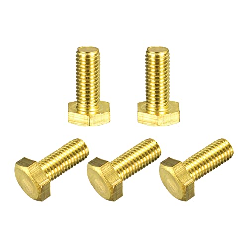 Image of uxcell Brass Hex Bolts, M10x25mm 5pcs Fully Thread Grade 4.8 Solid Brass Hexagon Head Bolt Machine Screws for Machinery