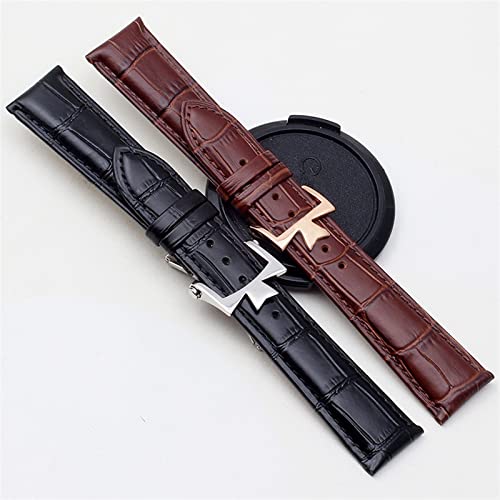 Band de montre en cuir authentique 20mm 22mm noir marron vachette homme femme - 5