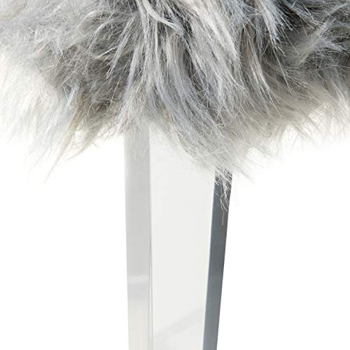 Iconic Home Trento Modern Contemporary Faux Fur Acrylic Leg Bench, Grey #TOP4