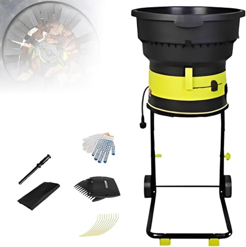 GAYAYAS Trituradora eléctrica de 8000 RPM, trituradora de Compost para jardín, Herramienta de Limpieza, con Embudo de 54 cm de diámetro, para residuos de jardín, Hojas y Ramas 50MPowerCord
