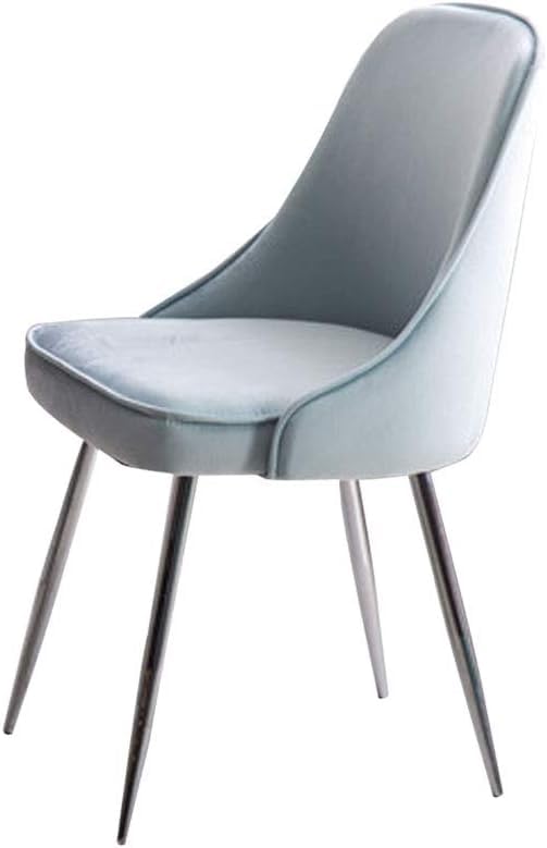 Chaise en velours bleu avec pieds argentés pour salle à manger et salon