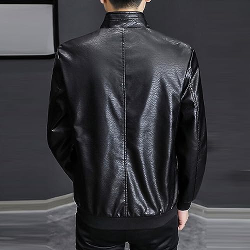 Chaqueta de cuero para hombre con forro polar miniatura 4