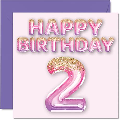21st Birthday Card for Women - Pink & Purple Glitter Balloons - Happy Birthday Cards for 21 Year Old Woman Daughter Sister Auntie Cousin, 145mm x 145mm Twenty-One Twenty-First Bday Greeting Cards Gift