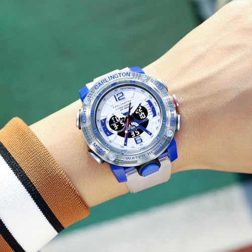 Image of Carlington Velocity Series Analog-Digital Sports Watches for Men and Boys with Alarm, Stopwatch, Backlit Display, Dualtime, Silicone Rubber Strap, Water & Shock Resiatant - CT 8058