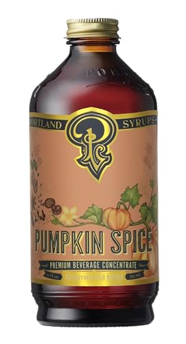 Portland Syrups Pumpkin Spice Syrup - Organic Pumpkin & Ginger Coffee Syrup for Lattes, Mocktails, & Baking - Rich Flavor, Organic Cane Sugar, Natural Ingredients,12 oz Bottle, 24 Servings (Pack of 1)