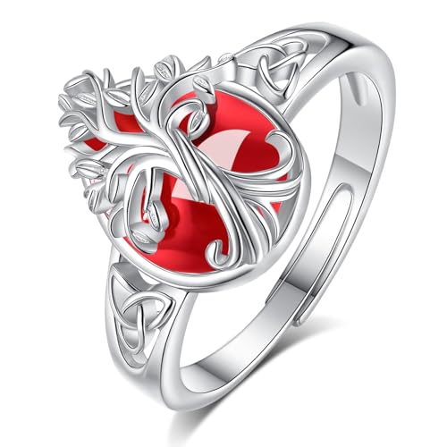 Bague arbre de la vie argent 925 réglable, anneau ouvert anti stress