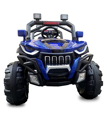JNCreations Jk909 Battery Operated Electric Rechargeable Ride On Jeep for Kids with Swing, Led Lights, [ 2 WHEELDRIVE ] (Blue)