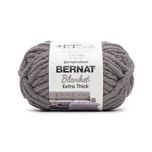 Image of Bernat Blanket Extra Thick Dark Gray Yarn - 1 Pack of 21.12oz /598.74g - 100% Polyester - #7 Jumbo - 72 Yards - Chunky Yarn for Hand Knitting, Crocheting, Crafts & Amigurumi