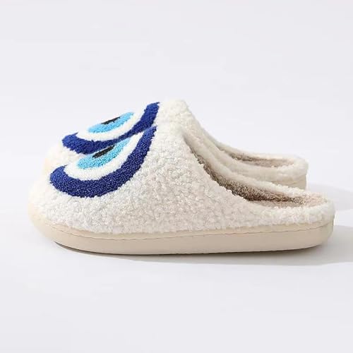 Image of Evil Eyes Cowboy Hat Slippers cute Warm Cozy House Shoes Soft Plush Fuzzy Slippers for Women Men