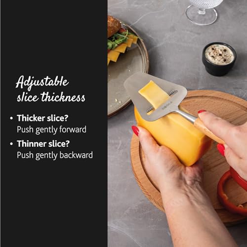 Image of Boska Cheese Slicer Amigo - Slicer for Mature and Aged Cheese - Ergonomic Handle - Stainless Steel - Beech Wood - Non-stick Thanks to BSF Treatment - Also for Slicing Vegetables