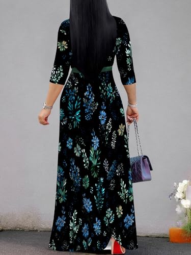 Image of PinkPatty Women's Long Sleeve Maxi Dress Plus Size Trendy Wedding Guest Dress with Pockets&Belt