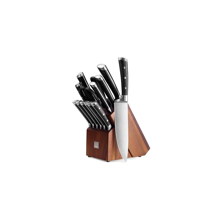 PAUDIN-Knife-Block-Set-15-Pieces-Knife-Set-with-Block-High-Carbon-Stainless-Steel-Kitchen-Knife-Set-with-Sharpener-Knives-Set-for-Kitchen-with-Full-Tang-Triple-Rivet-Handle 15 Pieces Knife Set with Block