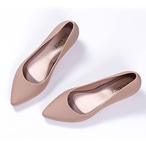 Women Cute Slip-on Ballet Shoes Solid Classic Pointed Toe Closed Toe Flats Comfort Dress Shoes Shallow Mouth Non-Slip Ladies Jelly Shoes4
