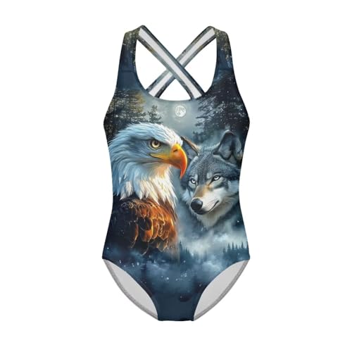 Image of Yzaoxia Girls' Swimwear One Piece Swimsuit for Kids Scoop Neck Bathing Suit Round Neck Swim Wear 5-14Y