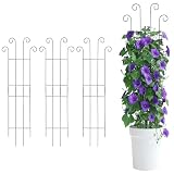 DYBEEDUAL 4 Pack 32 Inch Plant Trellis Outdoor Metal Trellis for Climbing Plants Indoor Garden Trellis for Climbing Plants Outdoor Wave Shape Metal Garden Trellis Houseplants Flowers Vine Ivy