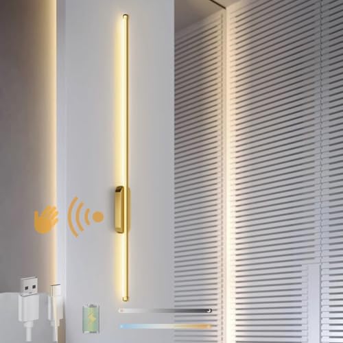 Applique a LED, Lampada da Parete Lunga a LED per Interni con sensore di Movimento a sfioramento, Applique da Parete dimmerabili con Ricarica USB, Cucina, Camera da Letto, corridoi