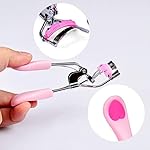 Stainless Steel Eyelash Curler with Built-in Comb Pinch Pain-Free Suitable for Any Eye Shapes and Sizes, with 5 Silicone Refill Pads (Light Pink) - Image 4