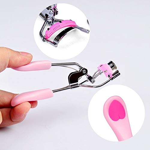 Stainless Steel Eyelash Curler with Built-in Comb Pinch Pain-Free Suitable for Any Eye Shapes and Sizes, with 5 Silicone Refill Pads (Light Pink) - Image 5