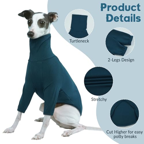 Whippet Mantel - Pyjama Sweater Jacke Kleidung für Italienische Windhunde - Warme Hundeweste Sweatshirt (Blau, S)