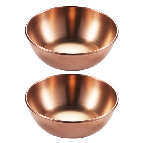 Doitool 4Pcs Stainless Steel Sauce Dishes Round Sushi Dipping Bowls,Sushi Dipping Sauce Dishes Seasoning Dish Saucer Bowl Mini Appetizer Plate (Rose Gold,3.14X3.14X0.98Inch) #TOP6