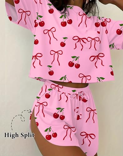 Image of Ekouaer Womens Pajama Sets Sexy Lounge Sets Side Split Short Pj Sets Cute Pjs 2 Piece Comfy Sleepwear Loungewear