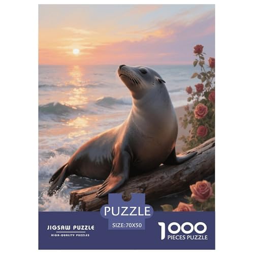 Puzzle Seal 1000 Pezzi in Cartone Per Bambini E Adulti Educativo Impegnativo Puzzles Seal Sunset Idea Regalo 70x50cm/1000pcs