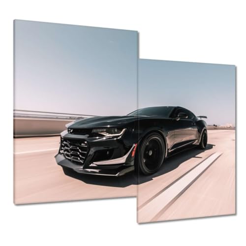 Toile imprimée voiture de sport noire pour décorer un bureau