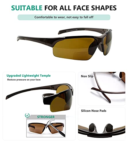 Eyekepper TR90 Unbreakable Sports Half-Rimless Bifocal Sunglasses Baseball Running Fishing Driving Golf Softball Hiking4