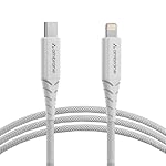 Ambrane Type-C to Lightning Cable, 22.5W Fast Charging, 480Mbps Data Sync Cable Compatible with iPhone, iPad, Macbook, iMac, AirPods, 1.25m (ABTL-125 White)