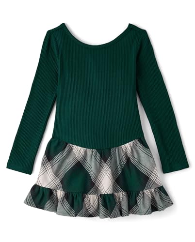 The Children's Place,Baby-Girls,and Toddler Long Sleeve Casual Dresses,Balt Green Plaid,9 Months,12 Months - image 1