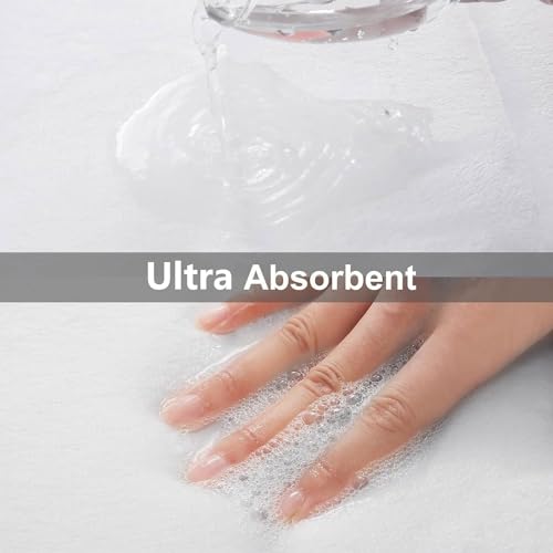 Image of Buganda Memory Foam Soft Bath Mats - Non Slip Absorbent Bathroom Rugs Rubber Back Runner Mat for Kitchen Bathroom Floors 17 inch x 24 inch, White