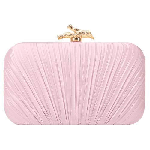 Image of MR Clutch Purses for Women Pleated Evening Clutch Wedding Purse with Chain | Pleated Satin Clutch Purse, Womens Evening Bag Shoulder Crossbody Purse Wedding Clutch for Wedding Prom Party