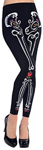 Day of The Dead Skeleton Leggings - Adult Standard Size, Multicolor - 1 Pc.