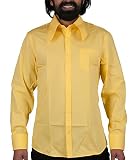 camisa grafa 70  Comycom Camisa de los años 70, color amarillo claro amarillo XXXL