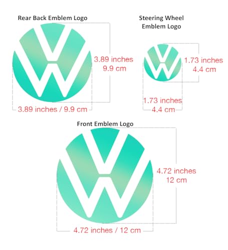 Image of IPG Decal Made for Volkswagen 2021 Passat Polo Tiguan Golf Rear /Front Emblem Logo Decals Stickers Set (4 Units) (Blue Coral)