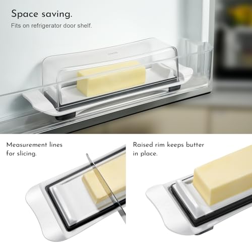 Butter Dish, IKOCO Airtight Butter Dish with Lid for Countertop and Refrigerator, Dishwasher Safe Butter Holder Container for Eastern and Western Butter, White
