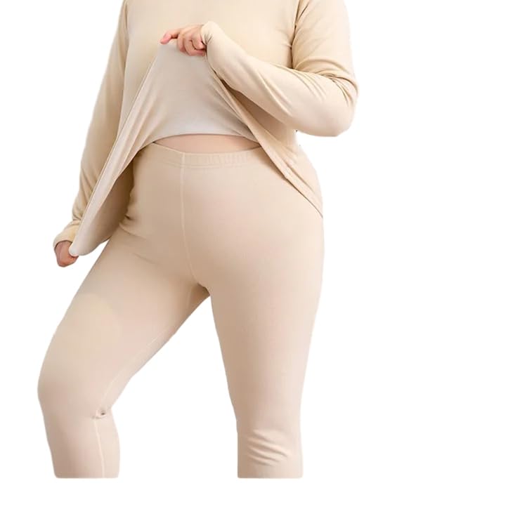 OFFSUM Ropa Interior Térmica Mujer - Pantalones Largos De Invierno Y Otoño para Mujer, Traje De Lencería De Talla Grande De 2 Piezas, Tops Ajustados, Ropa Elástica Cálida, Ropa De Descanso Dia