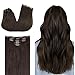 DOORES Hair Extensions Clip in Human Hair, 75g 5pcs Light Dark Brown 16 Inch Real Clip in Human Hair Extensions Remy Natural Hair Extensions Straight -  Doores Hair Co.,Ltd, DOCL70g#2A-16